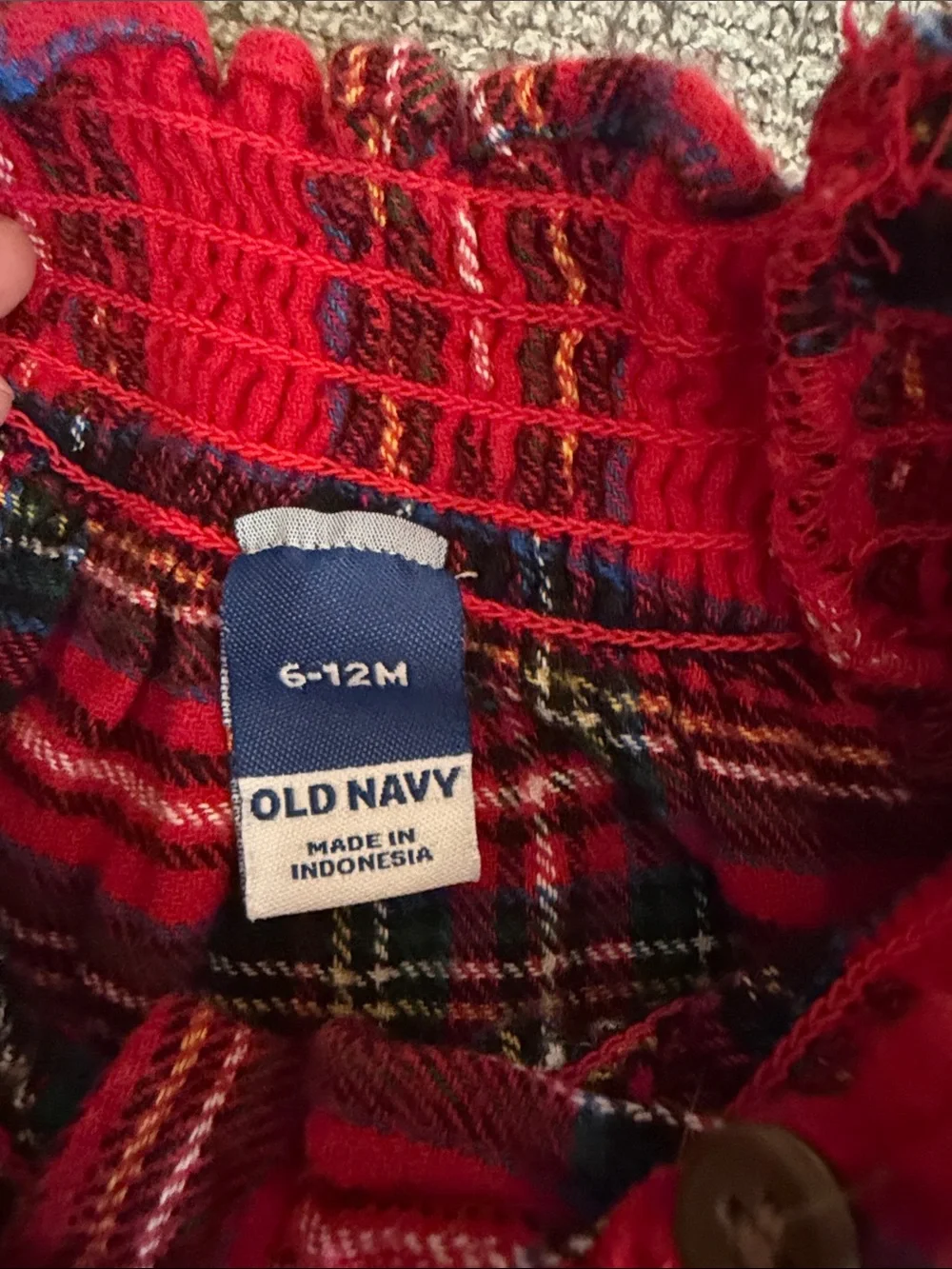 Old Navy Red Plaid Ruffle-Hem Long Sleeve dress